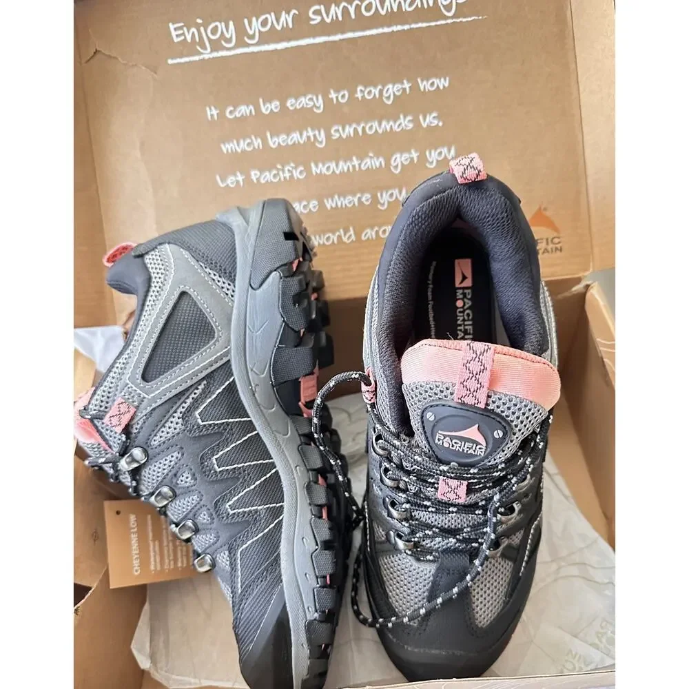 Pacific Mountain women's 7.5 Black & salmon Cheyenne Low Hiking Shoes New in box